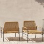 Beliani Sessel (2er Set) in Beige/Schwarz. Gartenstühle aus Rattan mit Metallgestell.