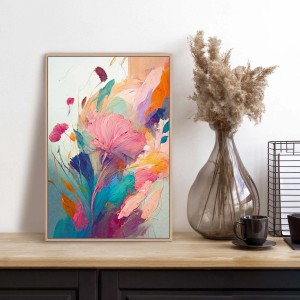 Farbenfrohes gerahmtes Blumenbild (30x20 cm) für das Wohnzimmer.