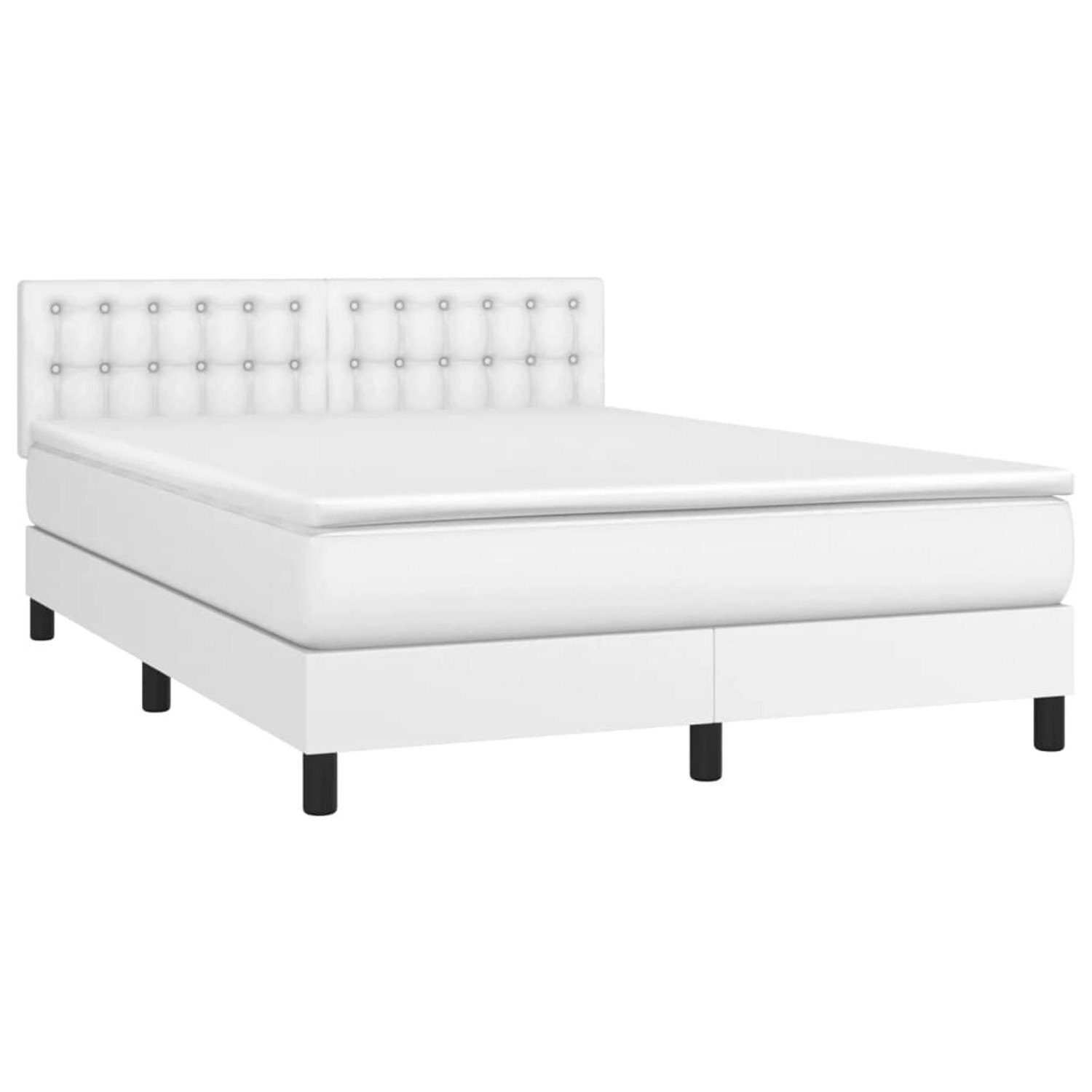 vidaXL Boxspringbett mit Matratze & LED Weiß 140x190 cm Kunstleder 3134220 günstig online kaufen