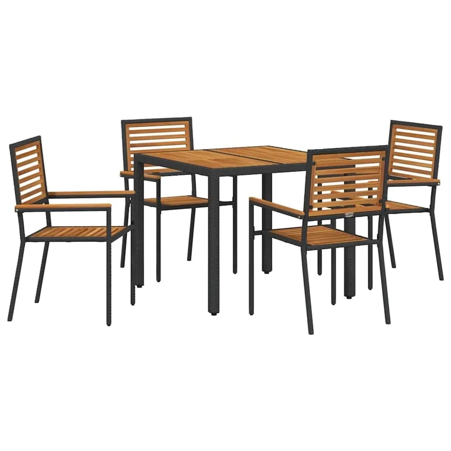 vidaXL Garten Essgruppe 5-Tlg Schwarz und Holz Poly-Rattan 3365436 günstig online kaufen