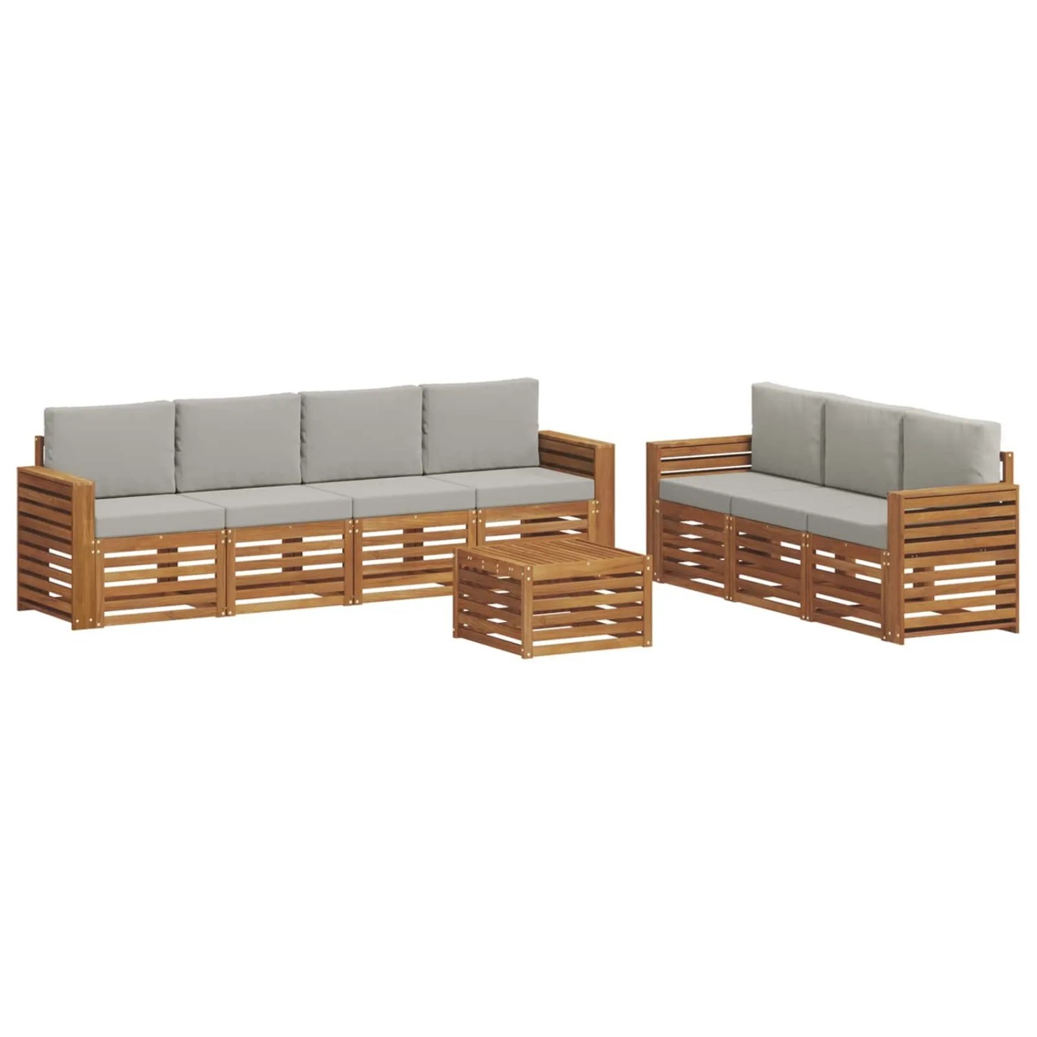 vidaXL Sofagarnituren 8 Tlg Natur und Hellgrau Massivholz Akazie 3374496