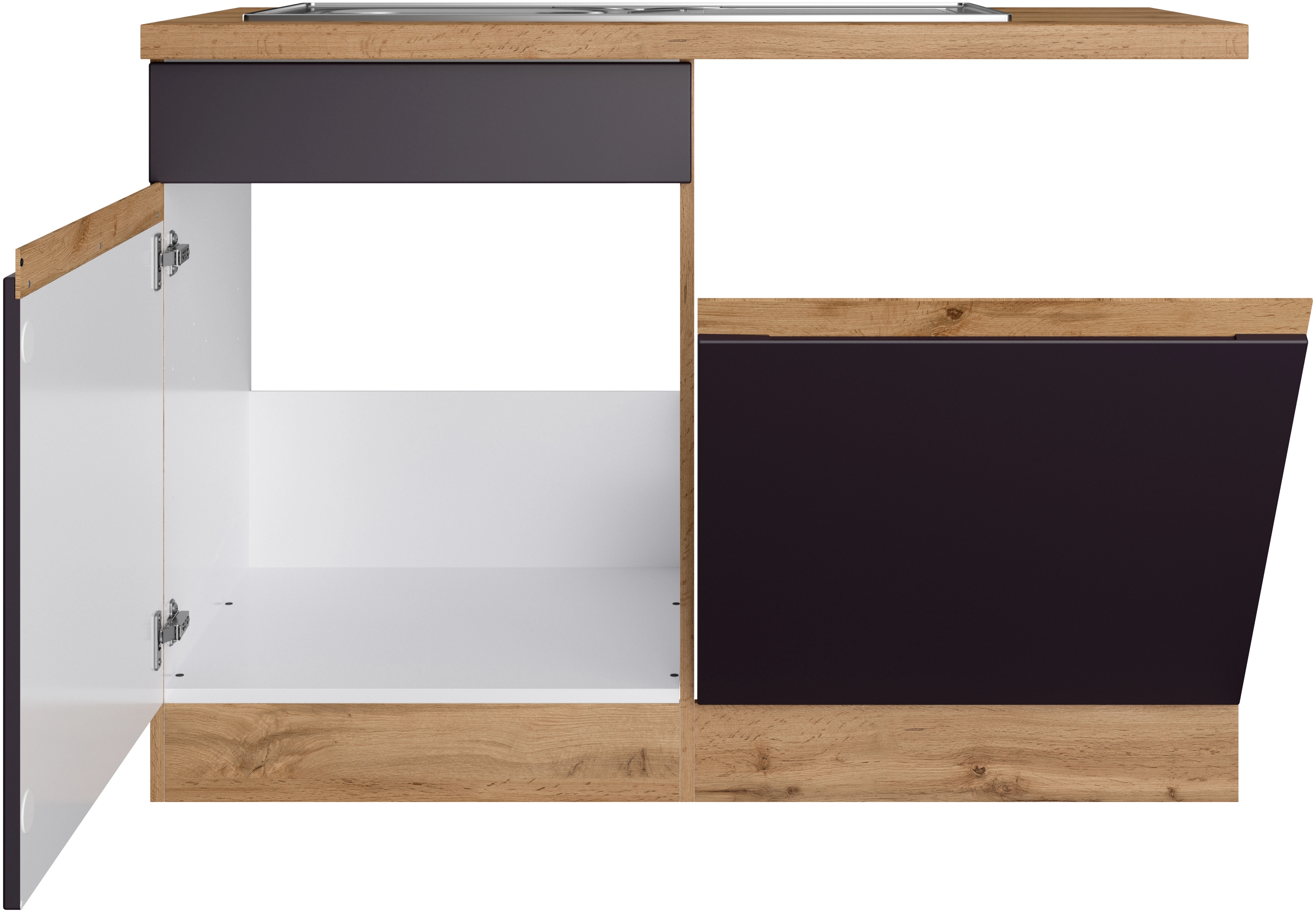 Held Möbel Spülenunterschrank Turin 120 cm mit GSP-Blende Graphit/Wotaneiche  kaufen bei OBI