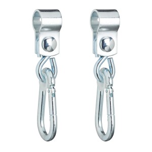 Relaxdays Schaukelhaken 2er Set Eisen Silber Rostfrei mit Karabinern 17 cm x 3 cm x 5 cm