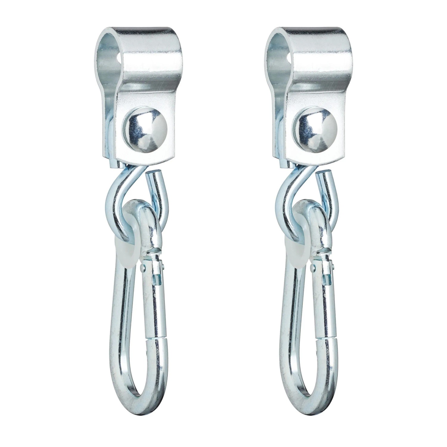 Relaxdays Schaukelhaken 2er Set Eisen Silber Rostfrei mit Karabinern 17 cm x 3 cm x 5 cm