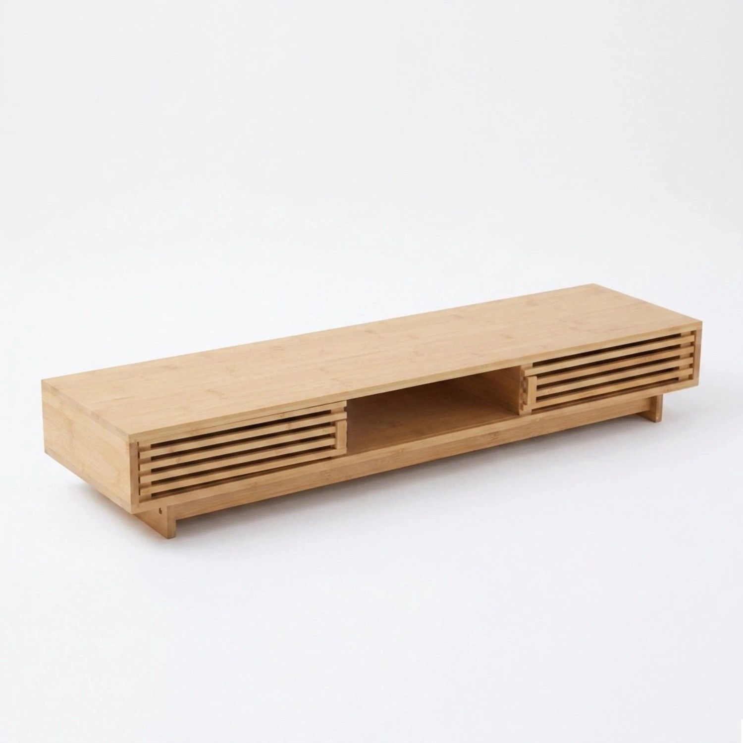 Relaxdays Monitorständer Bambus Natur Rutschfest 14 cm x 96,5 cm x 24,5 cm