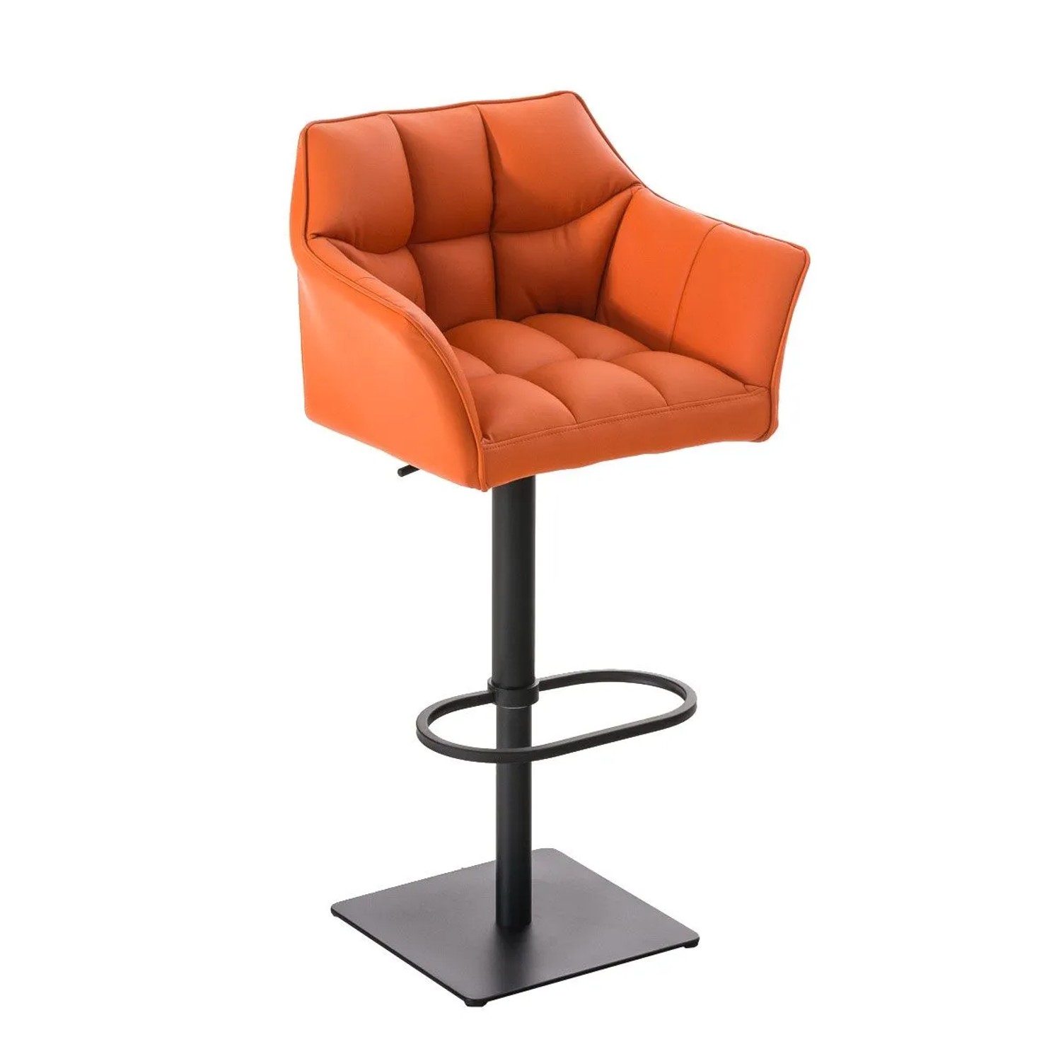 DELUKE Barhocker SIHAR Kunstleder Orange 64x45x88cm Schwarz Barstuhl Höhenverstellbar Mit Lehne Drehbar Tresenhocker Tre...