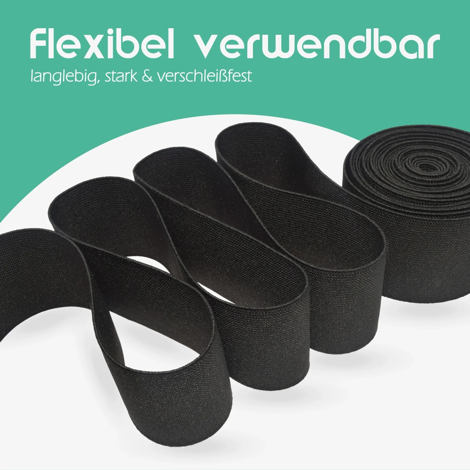 Schwarzes ProHome Gummiband, 2,5 m x 3,5 cm, für Näh- und Bastelprojekte.