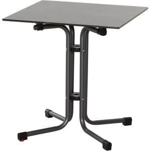 Quadratischer, anthrazitfarbener Siena Garden Klapptisch Sola, 65x65 cm, ideal für Balkon und Garten.