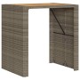 vidaXL Gartenbar-Set, 3-teilig, grau, Poly Rattan, Akazienholz. Gartentisch und Barhocker.