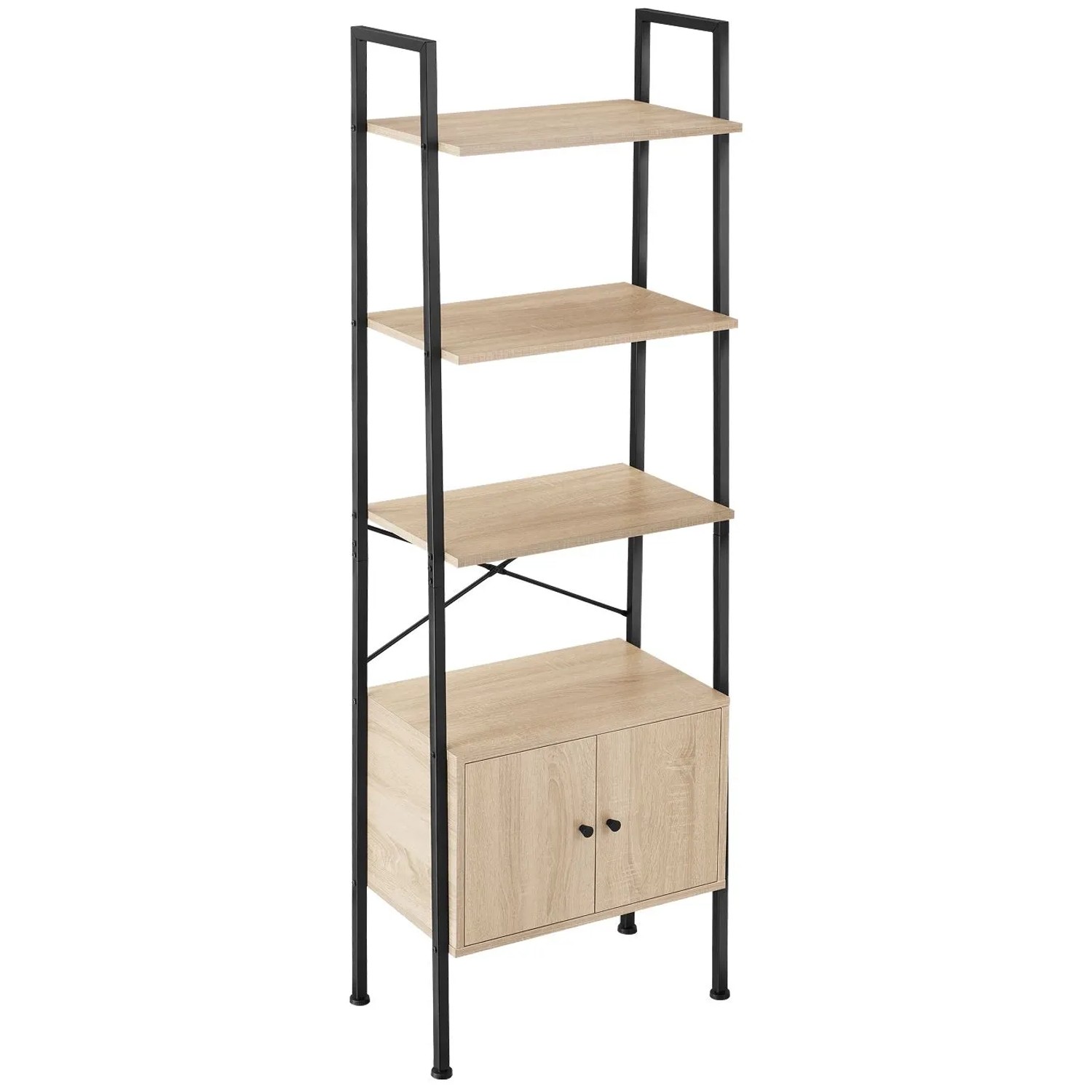 Tectake Leiterregal Brentwood Industrial Style Holz und Stahl  57 50 x 34 x 173 cm Industrial Holz Hell  Eiche Sonoma