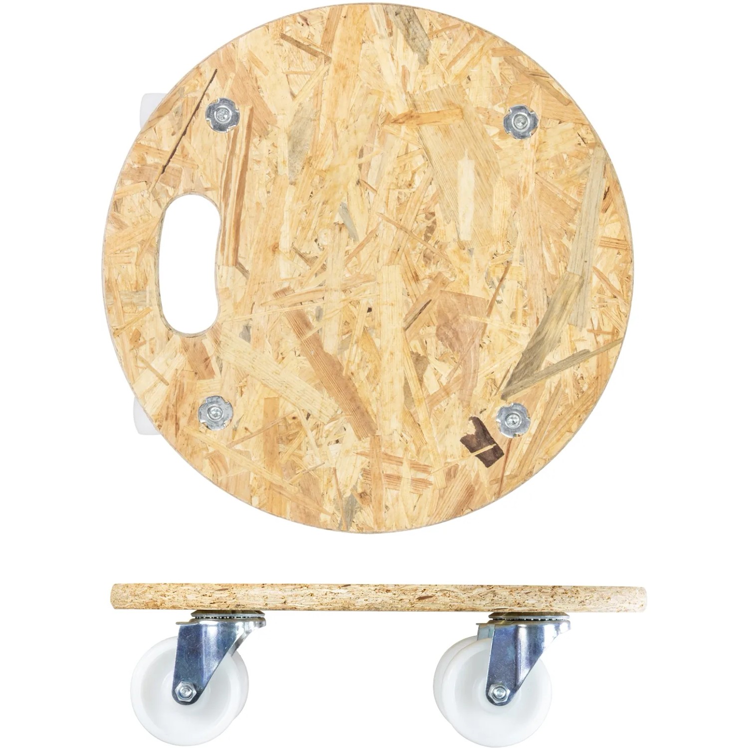 Wagner Transporthilfe mit OSB-Platte, Ø 380 mm, Tragkraft 250 kg, mit Rollen und Tragegriff.