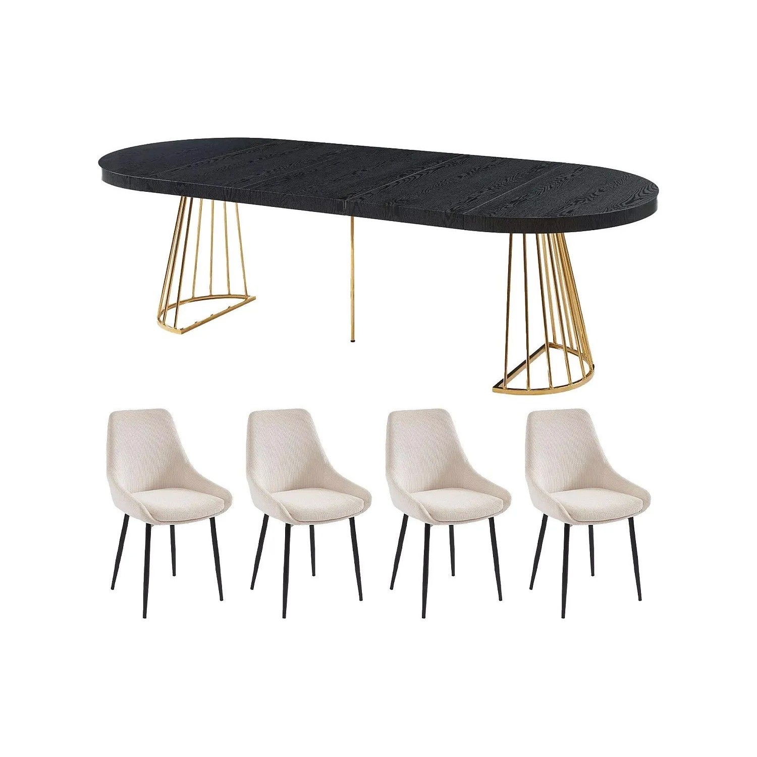 Vente-unique Essgruppe Firela Schwarz  Goldfarben 260 cm  210 cm  160 cm  110 cm
