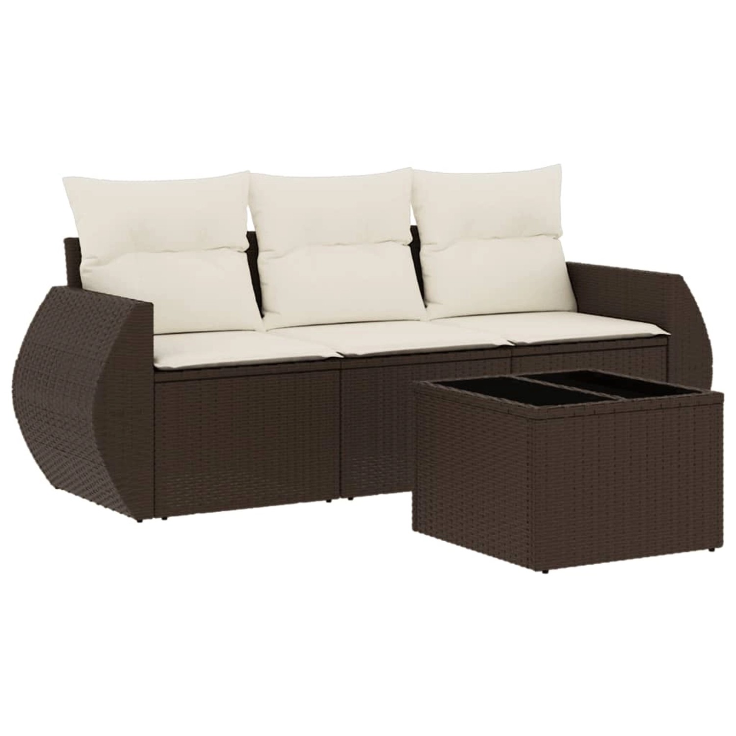 vidaXL 4-Tlg Garten-Sofagarnitur mit Kissen Braun Poly Rattan 3221072 günstig online kaufen