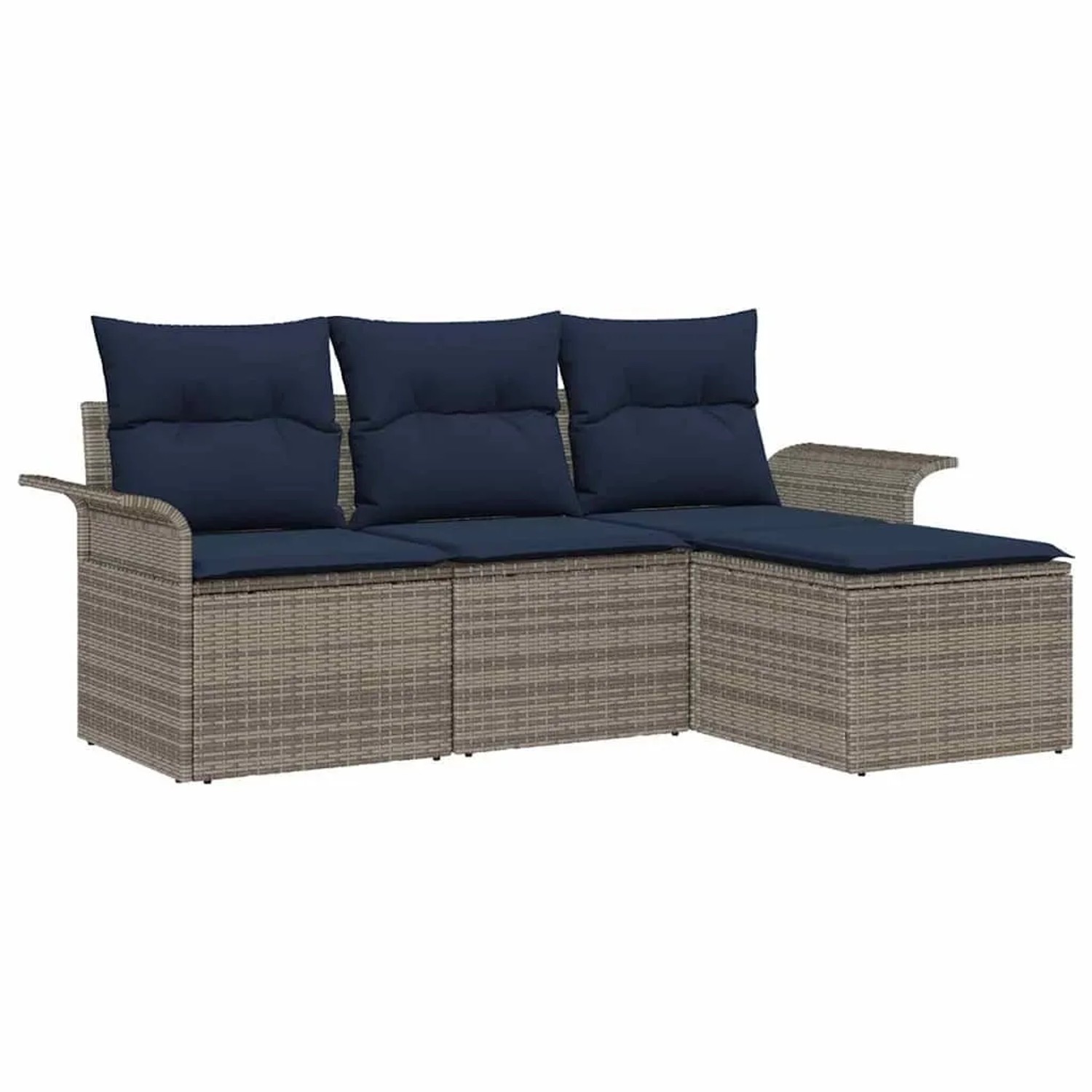 vidaXL Gartensofa-set mit Kissen 4 Stk Grau Poly-Rattan 3345315