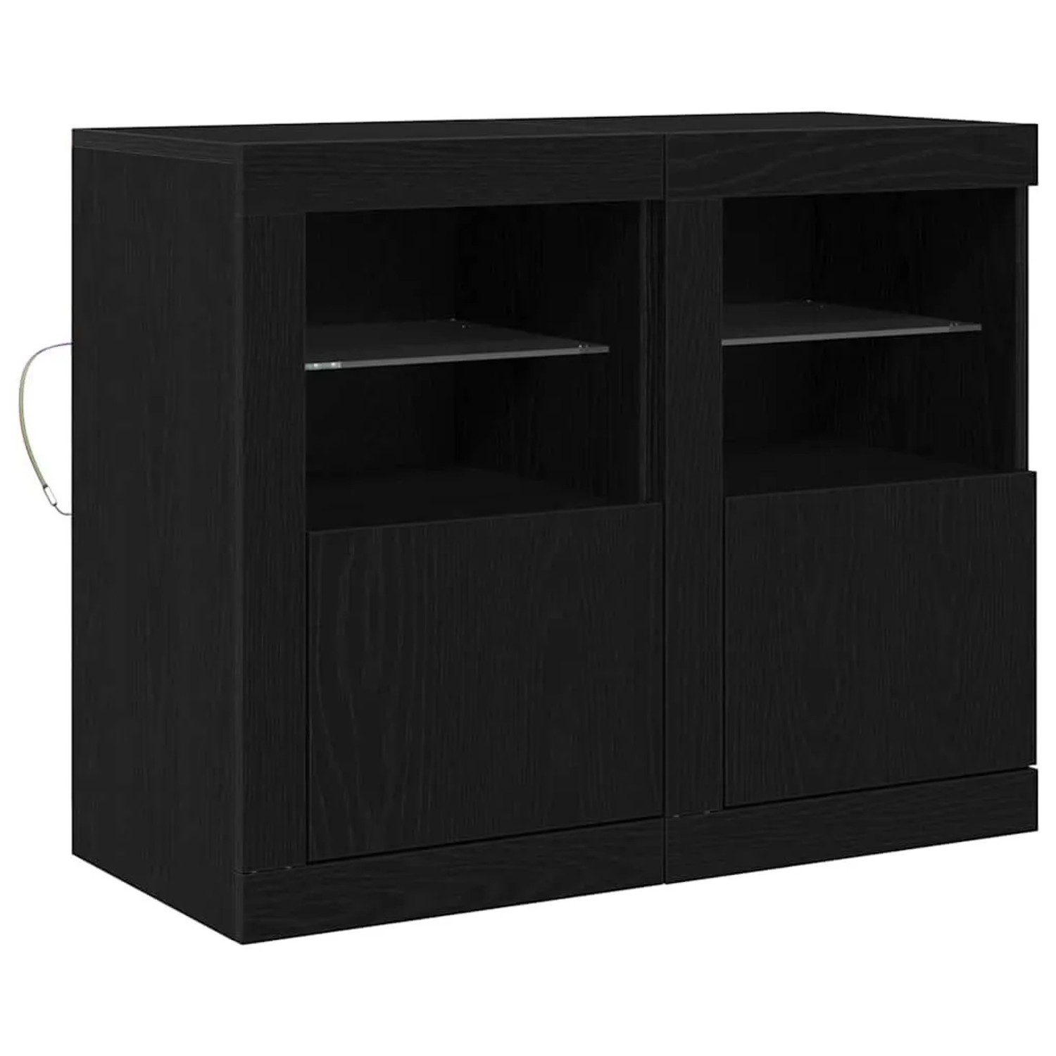 vidaXL LED-Sideboard 2 Stk Schwarz Eichen-Optik 41 x 37 x 67 cm 863023 günstig online kaufen