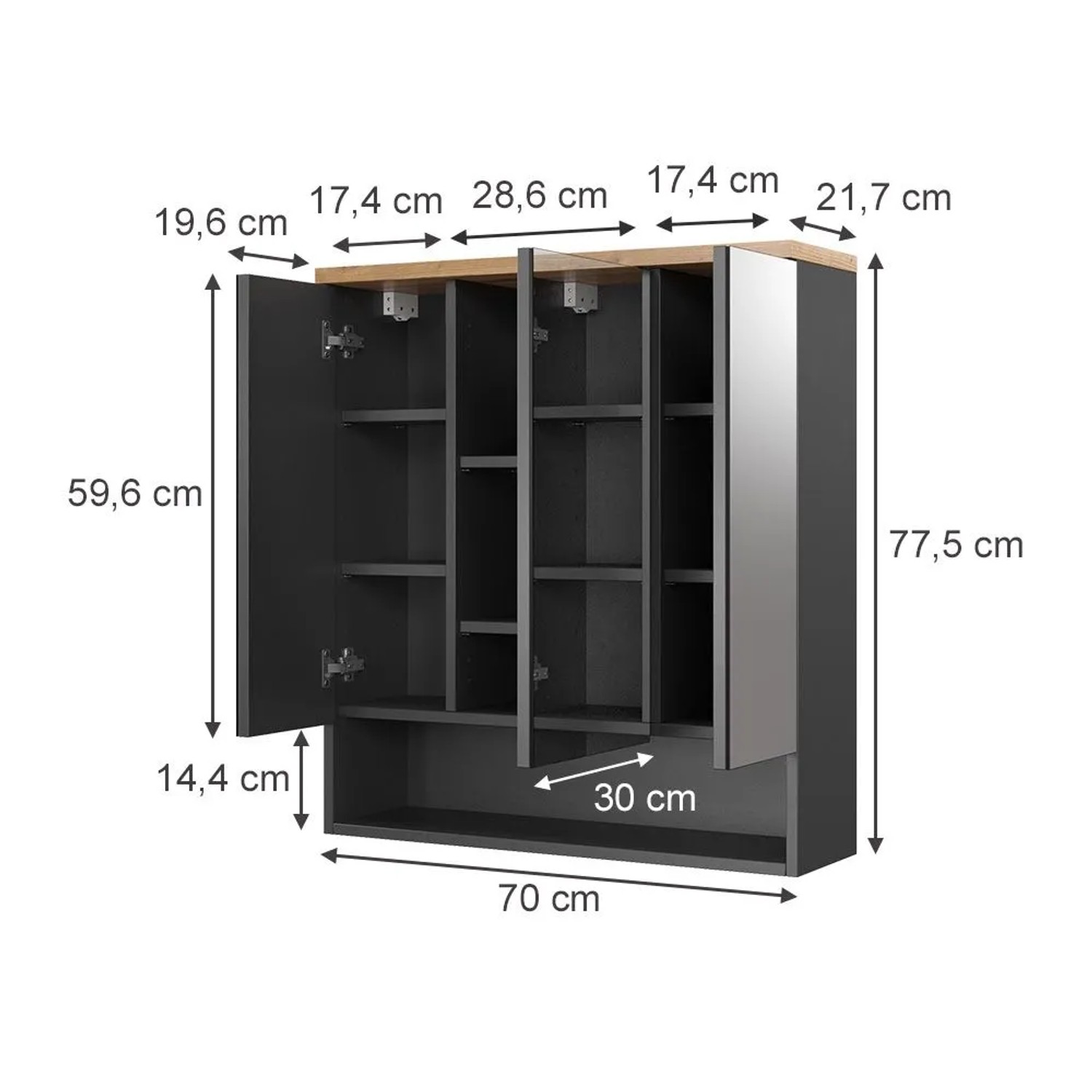 Vicco Badspiegelschrank Eden Anthrazit 70 x 78_2