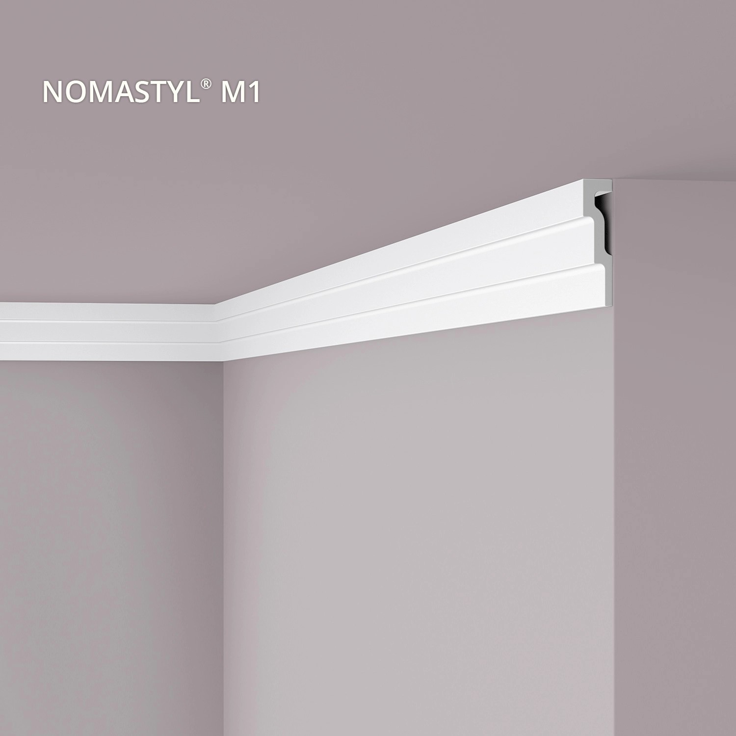 Weiße NOEL & MARQUET NMC Eckleiste NOMASTYL M1, 20 m Set, zur Decken- und Wandgestaltung.