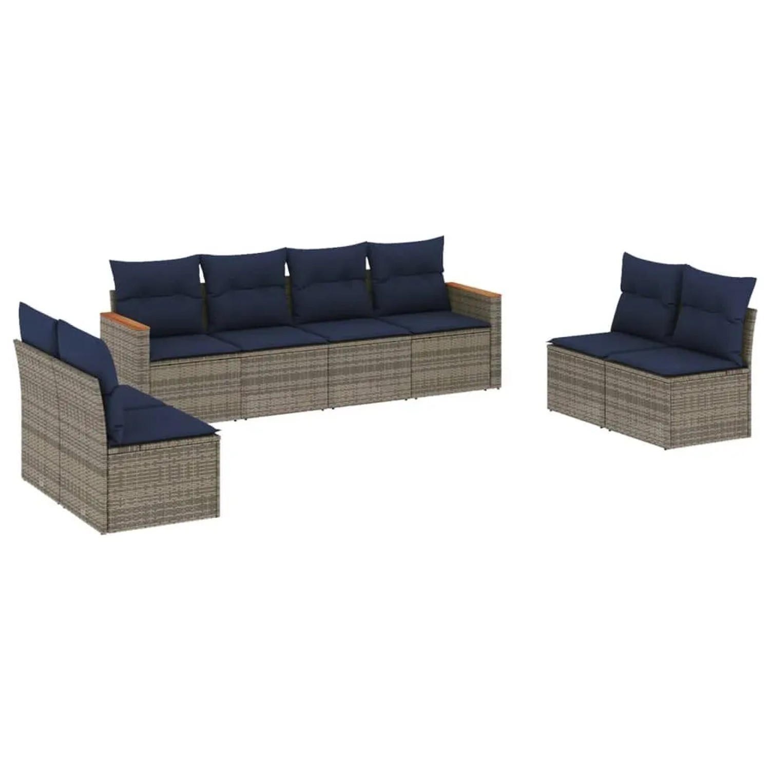 vidaXL 8-Tlg Gartensofa-Set mit Kissen Grau Polyrattan 3225893 günstig online kaufen