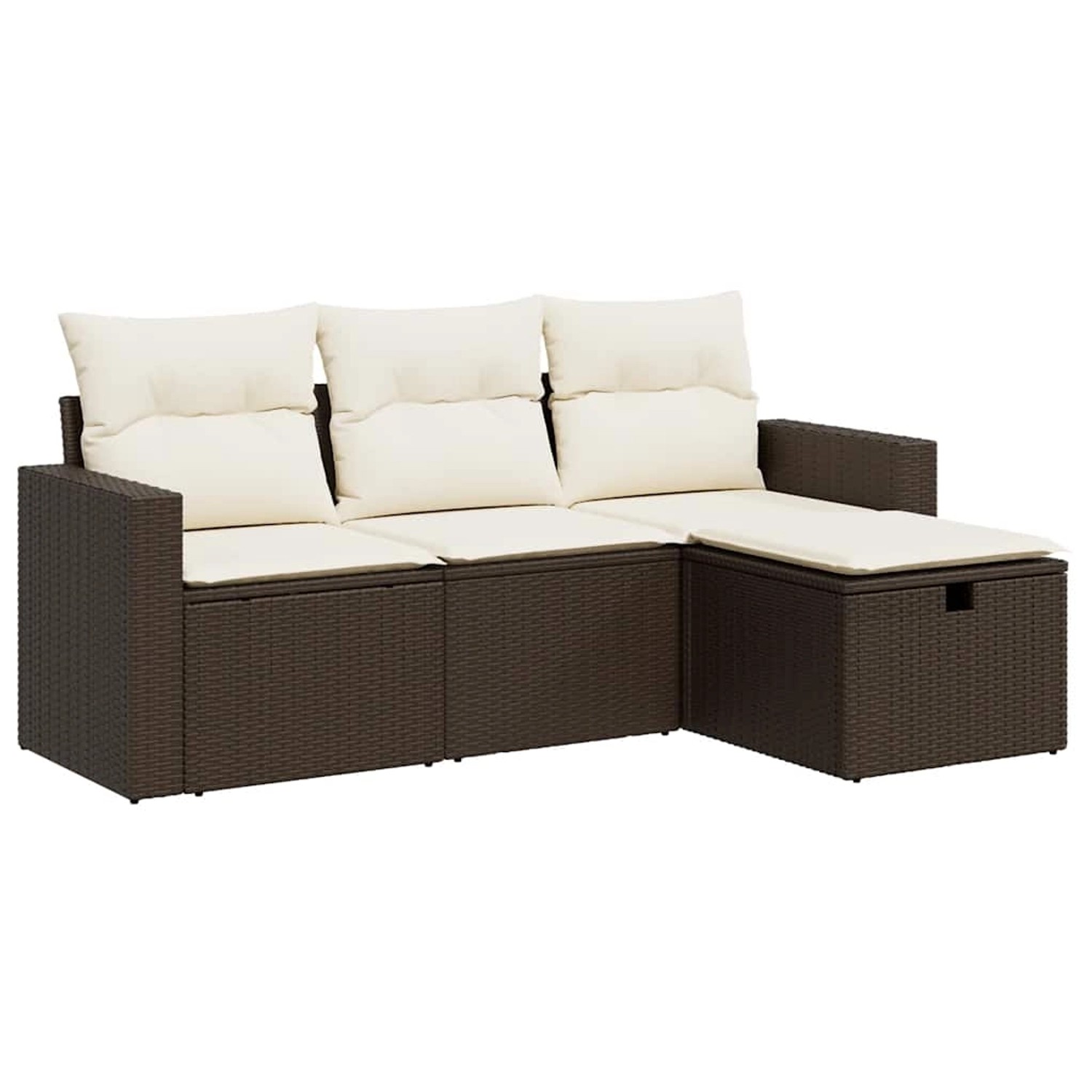 vidaXL 4-Tlg Garten-Sofagarnitur mit Kissen Braun Poly Rattan 3325359 günstig online kaufen