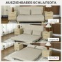 HOMCOM 3-in-1 Schlafsofa, beige, als Sofa, Liegestuhl und Einzelbett mit Kissen.