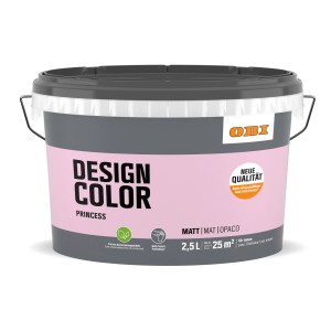 OBI Design Color Princess, 2,5 l, matte, rosa Innenfarbe für Wände.