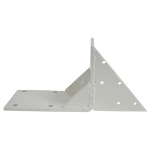 Weißer Dachsparrenadapter aus pulverbeschichtetem Stahl mit Bohrlöchern für Markisenbefestigung.