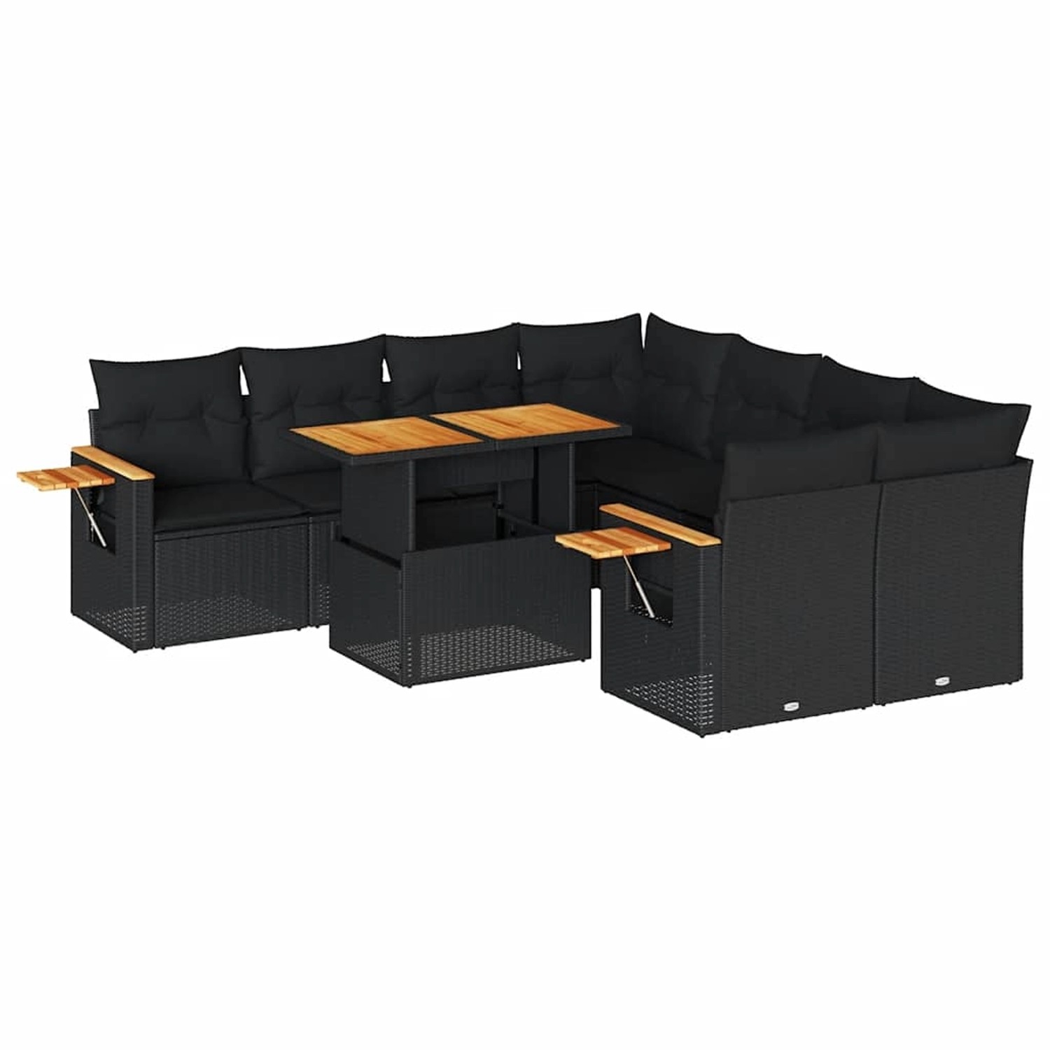 vidaXL 9-Tlg Garten-Sofagarnitur mit Kissen Schwarz Poly Rattan 3327576 günstig online kaufen
