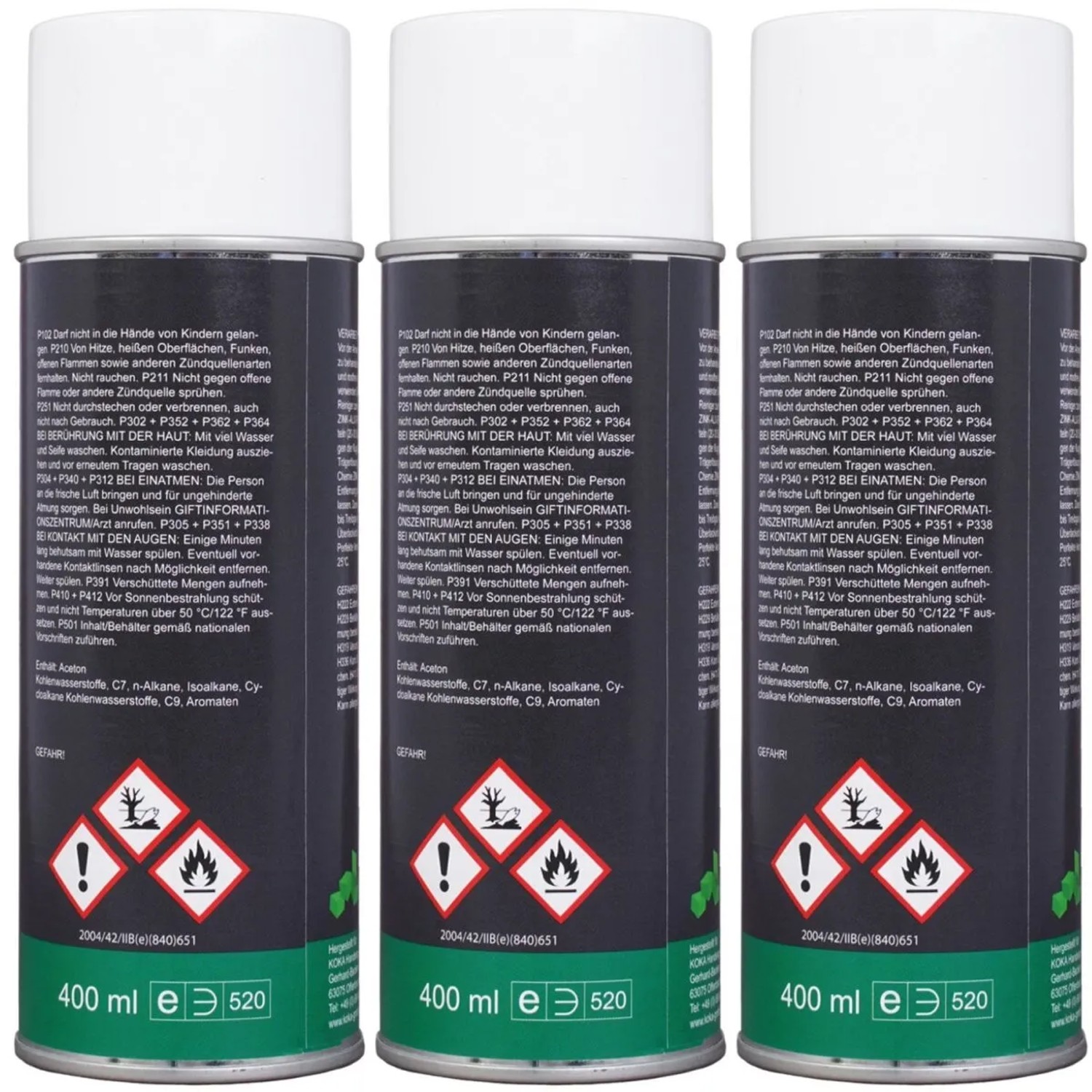 Drei KOKA Zink-Alu Sprays, mattsilber, 400 ml, als Rostschutzgrund für Metalloberflächen.