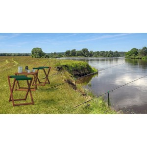 Erst-Holz Klappbarer Holz-Campinghocker XL Normale Sitzhöhe 10-226 Grün