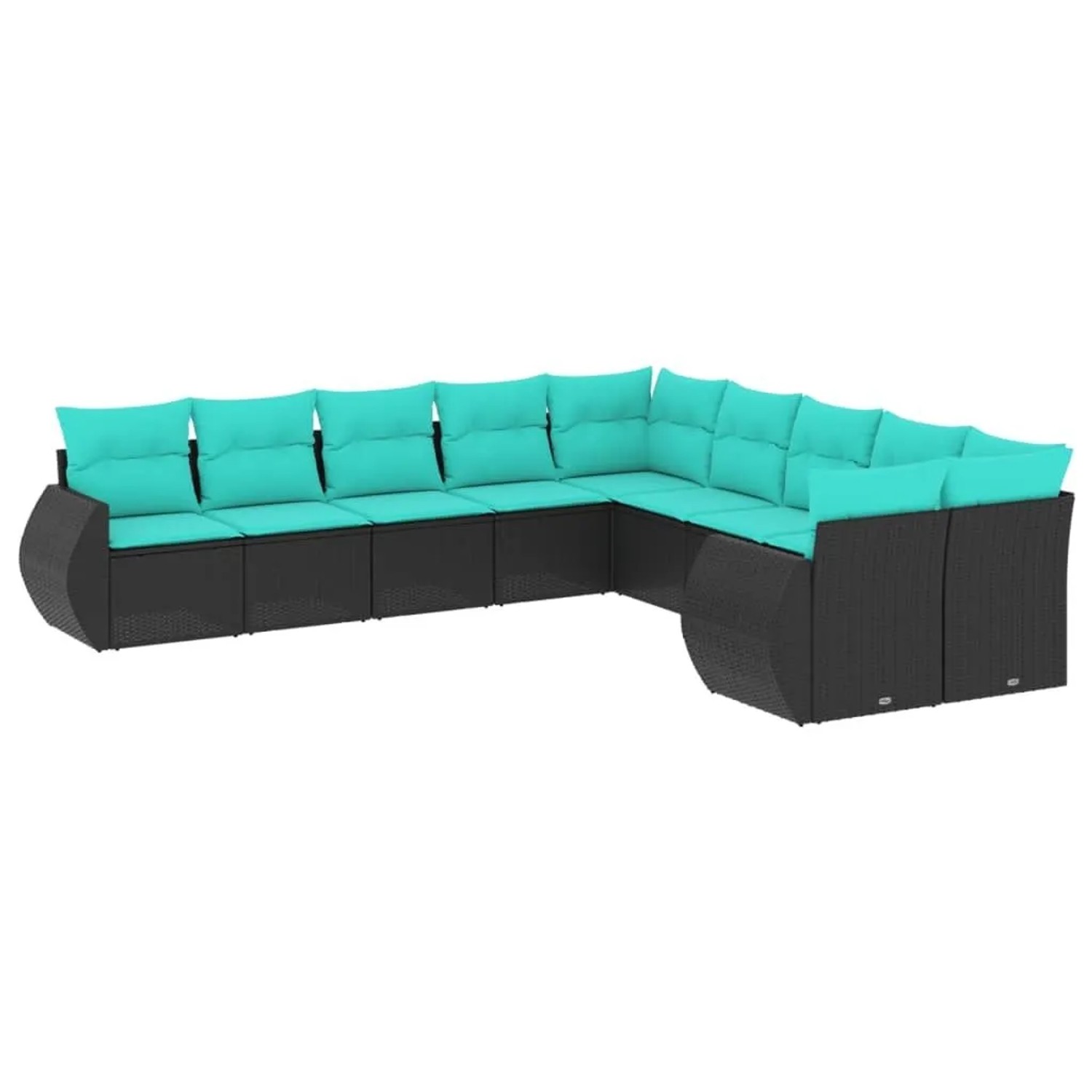 vidaXL 10-Tlg Gartensofa-Set mit Kissen Schwarzes Polyrattan 3221906 günstig online kaufen
