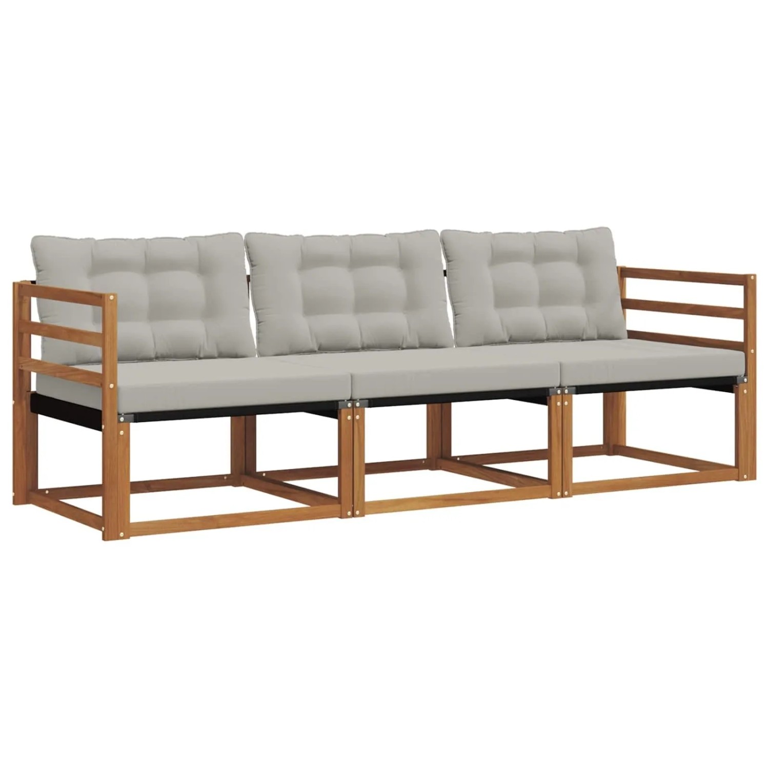 vidaXL Outdoor-Sofagarnitur mit Kissen 3-Tlg Natur und Hellgrau 3369134