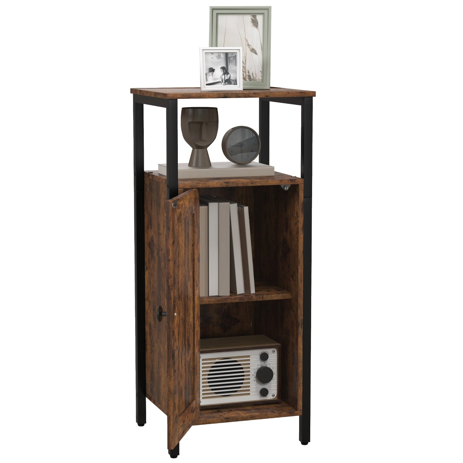 HOMCOM Beistelltisch  Spanplatte Stahl Rustikal-Braun 34L x 30B x 80H cm günstig online kaufen