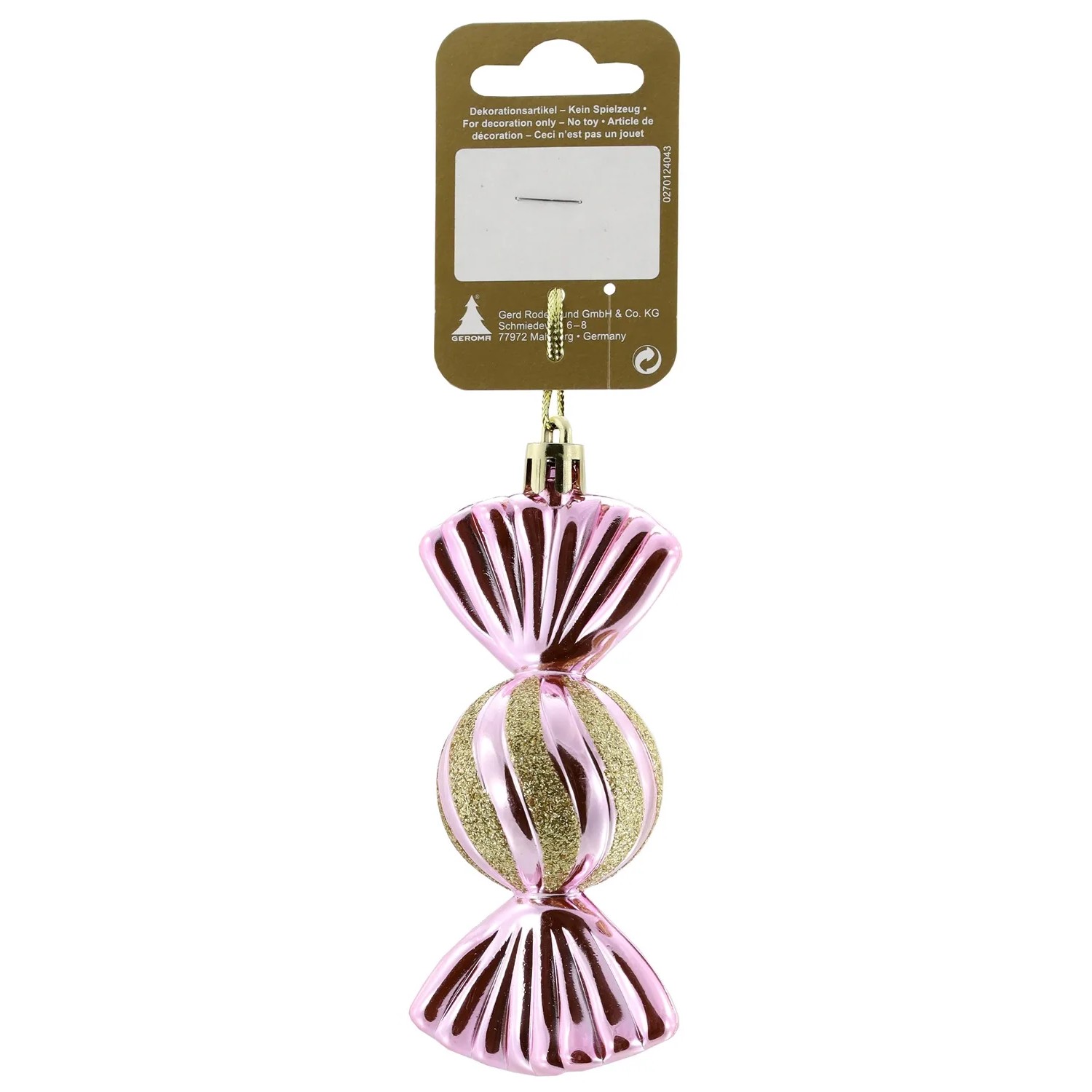 Weihnachtsdekoration Bonbon aus Kunststoff zum Hängen Rosa