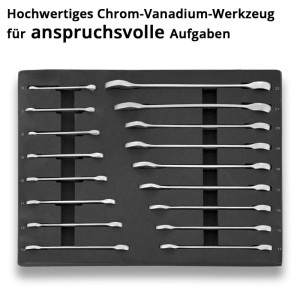 STAHLWERK Werkzeugwagen Einlage mit 17-teiligem Ringmaulschlüssel Satz im Werkzeug-Set.
