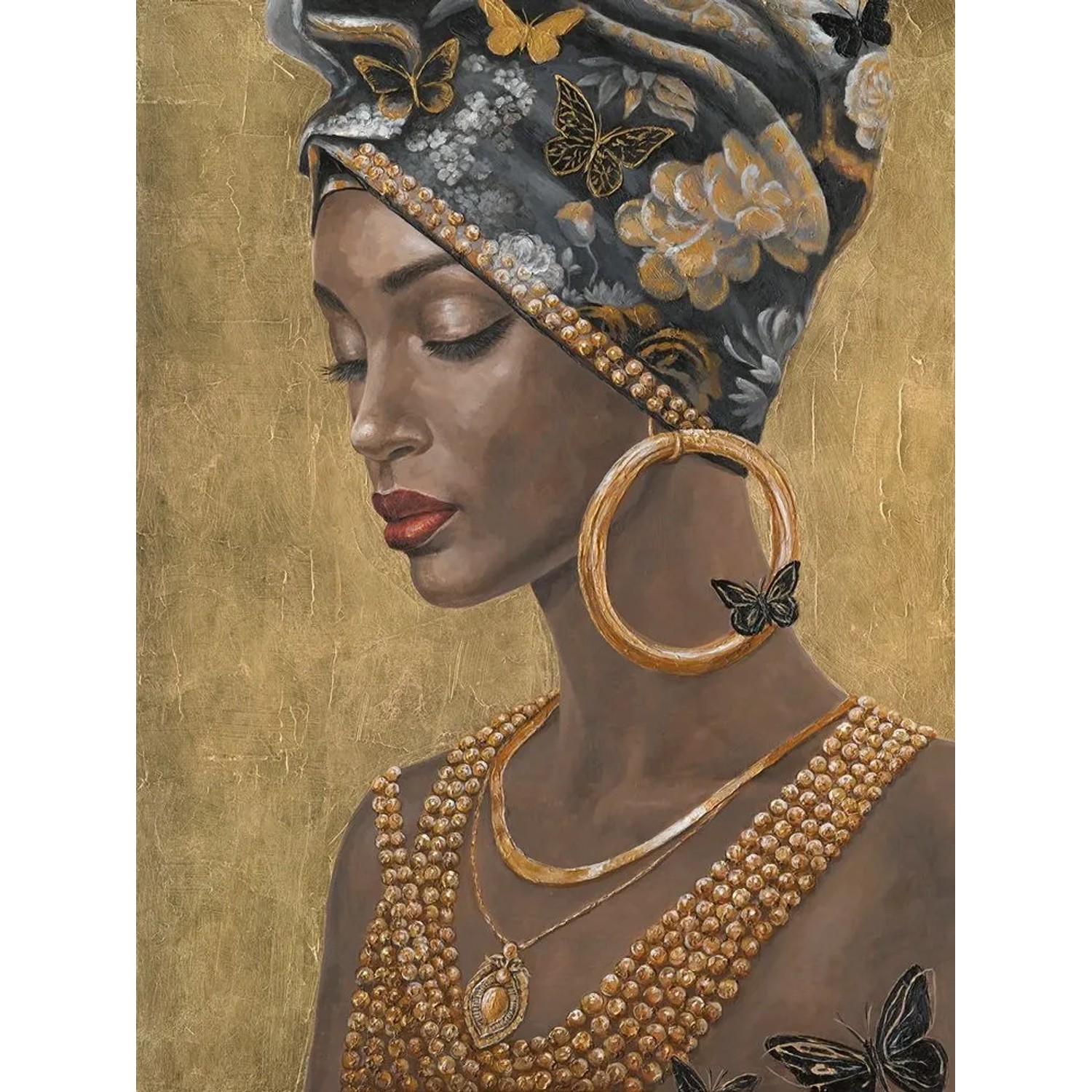 Art Universe Leinwandbild Elegante Frau mit Goldschmuck 90 x 120 cm