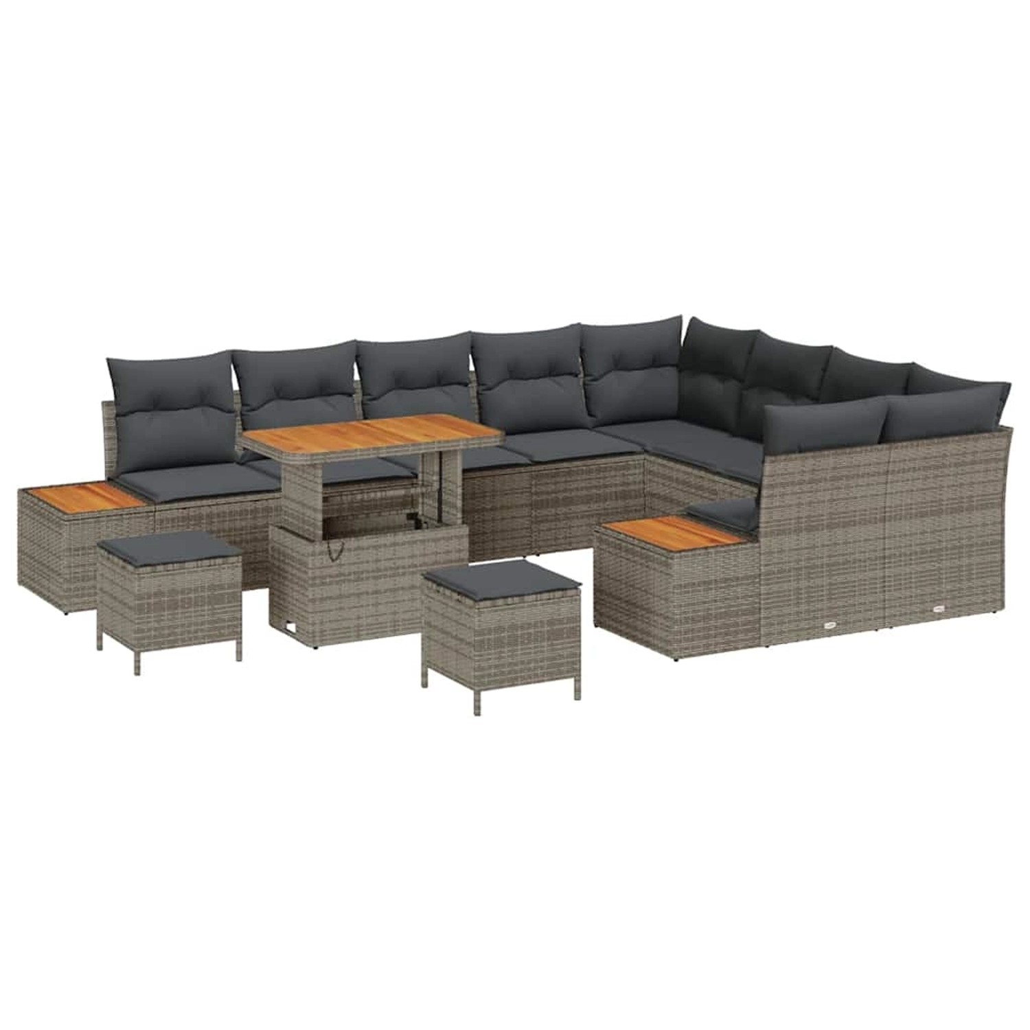 vidaXL Garten-Sofa-Set mit Kissen 12-Tlg Grau Poly Rattan 3362958 günstig online kaufen