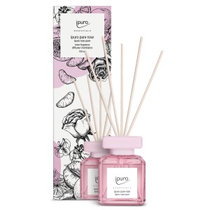 Ipuro Raumduft Pure Rose 100ml mit Duftstäbchen und Verpackung.