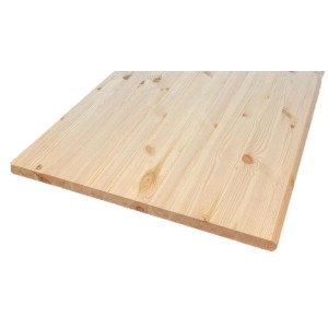 Massive Kiefer Arbeitsplatte, 240x60x2,8 cm, helle Holzmaserung.