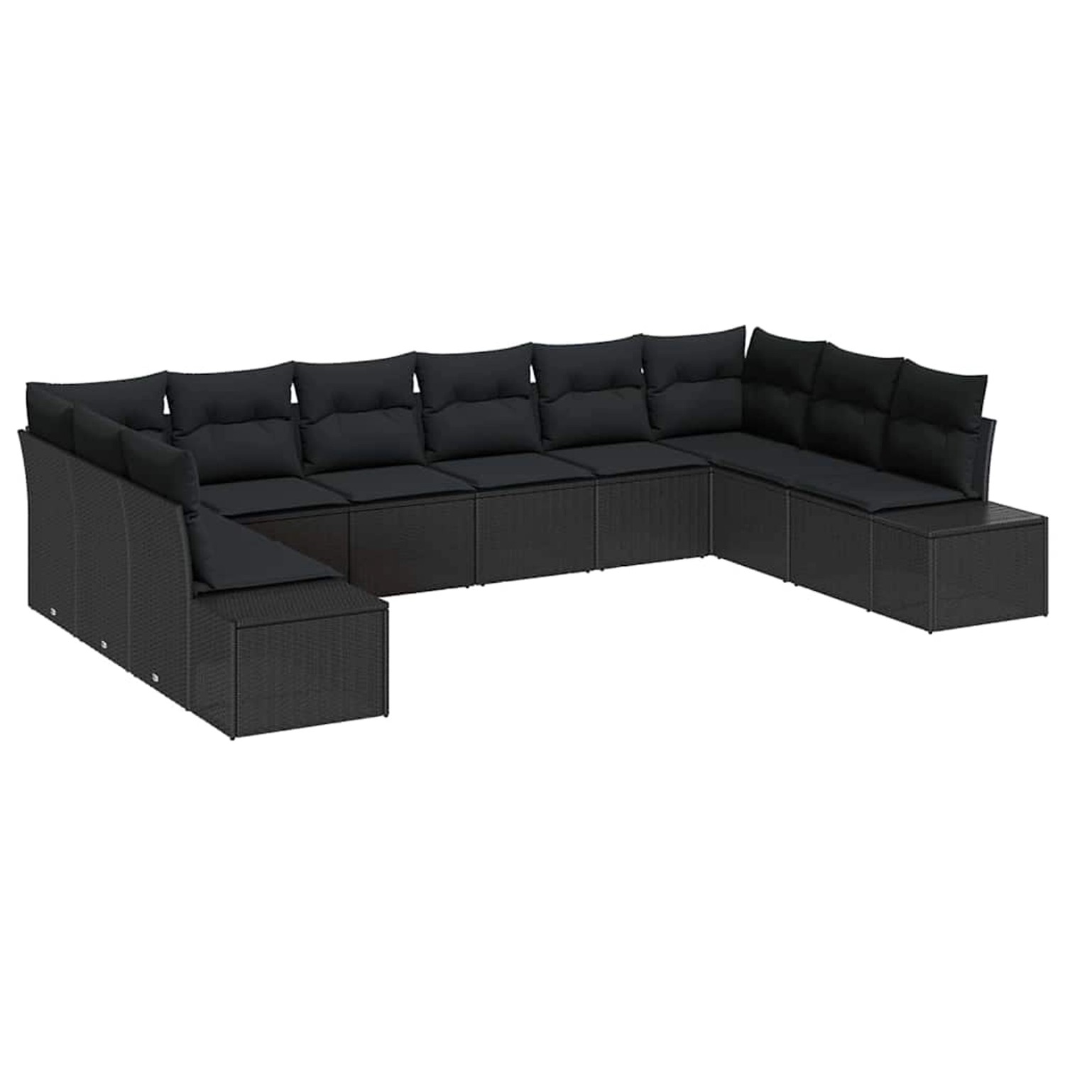 vidaXL Garten-Sofa-Set mit Kissen 10-Tlg Schwarz Poly Rattan 3347243 günstig online kaufen