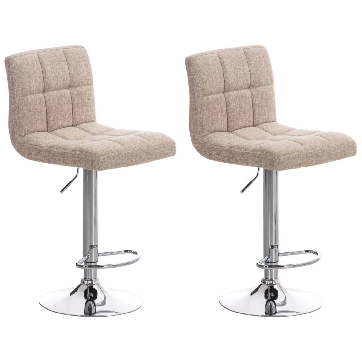 DELUKE 2er Set Barhocker REZAR Stoff Creme 46x47x94cm Silber Barstuhl Höhenverstellbar Mit Lehne Drehbar Tresenhocker Tr...