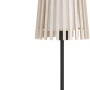 Eglo Tischleuchte Fattoria, Design-Tischlampe mit Holz- und Textilschirm in Schwarz, Braun und Weiss.