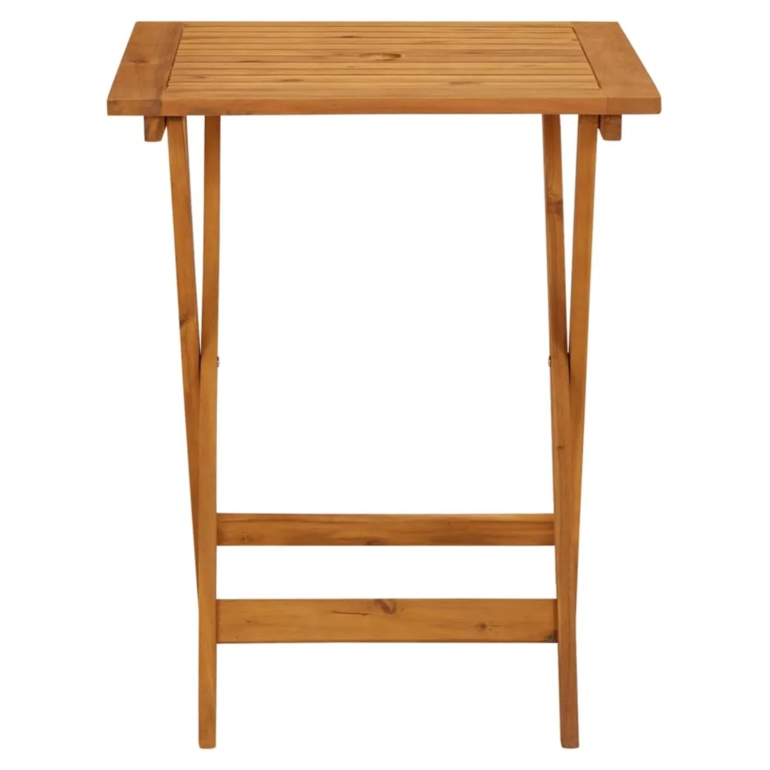 Quadratischer, klappbarer Gartentisch aus Akazienholz, Teil des vidaXL Bistro-Sets.