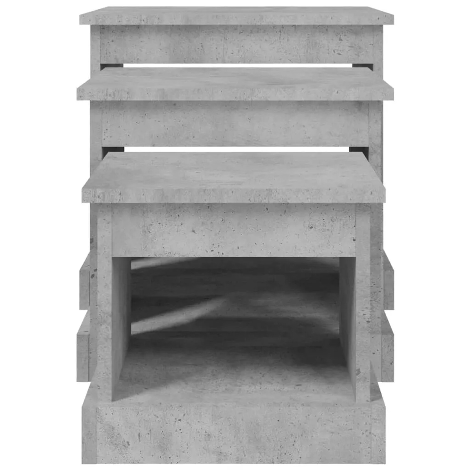 vidaXL Couchtische, 3er-Set, Betongrau, Holzwerkstoff. Satztische im modernen Design.