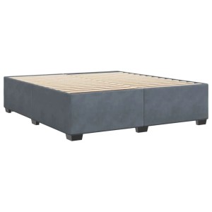 Dunkelgraues vidaXL Bettgestell (200x200 cm) aus Samt mit Lattenrost und Füßen.