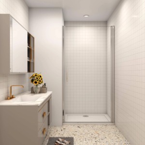 AICA Duschkabine 80x195cm mit Drehtür, Nischentür aus 6mm ESG Glas, Nanobeschichtung für einfache Reinigung.