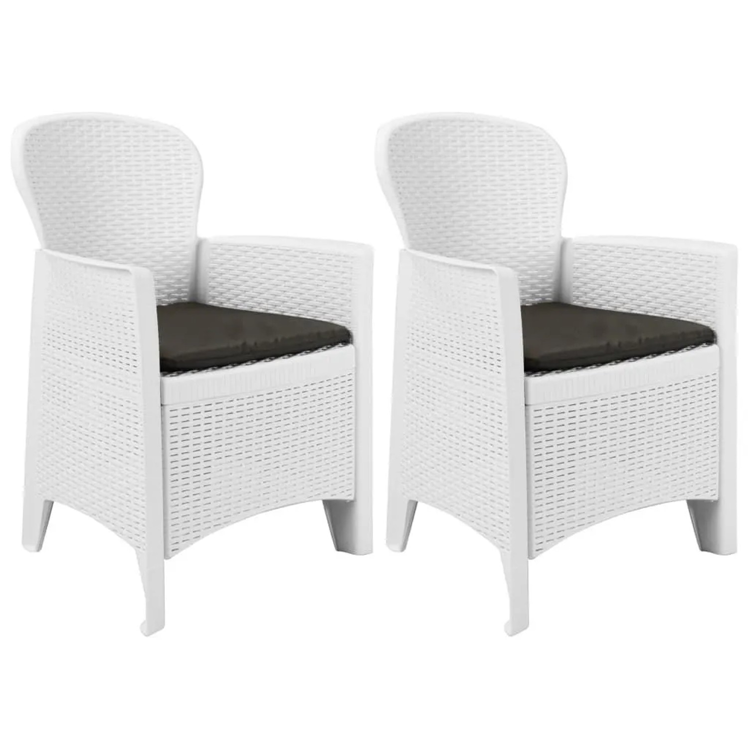 Furnicato Gartenstühle 2 Stk Mit Kissen Weiß Kunststoff Rattan-optik