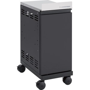 Jamestown Unterschrank Modul für KNOX Outdoorküche, schwarz, mit Rollen und Edelstahl-Ablage.