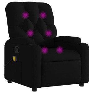 Schwarzer Relaxsessel mit Massagefunktion, Getränkehalter und Seitentasche.