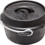 Schwarzer Petromax Dutch Oven FT1-T mit Deckel und Henkel, ideal zum Kochen und Backen im Freien.