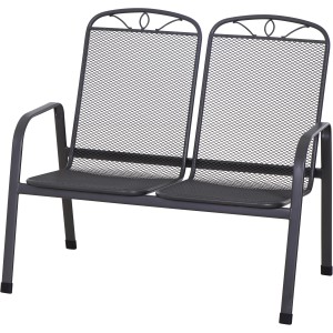 Siena Garden Elda 2er Gartenbank, matt anthrazitfarben, Stahlgestell mit Streckmetall.